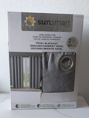 SunSmart Total Blackout Lined Panel Pair - Gray